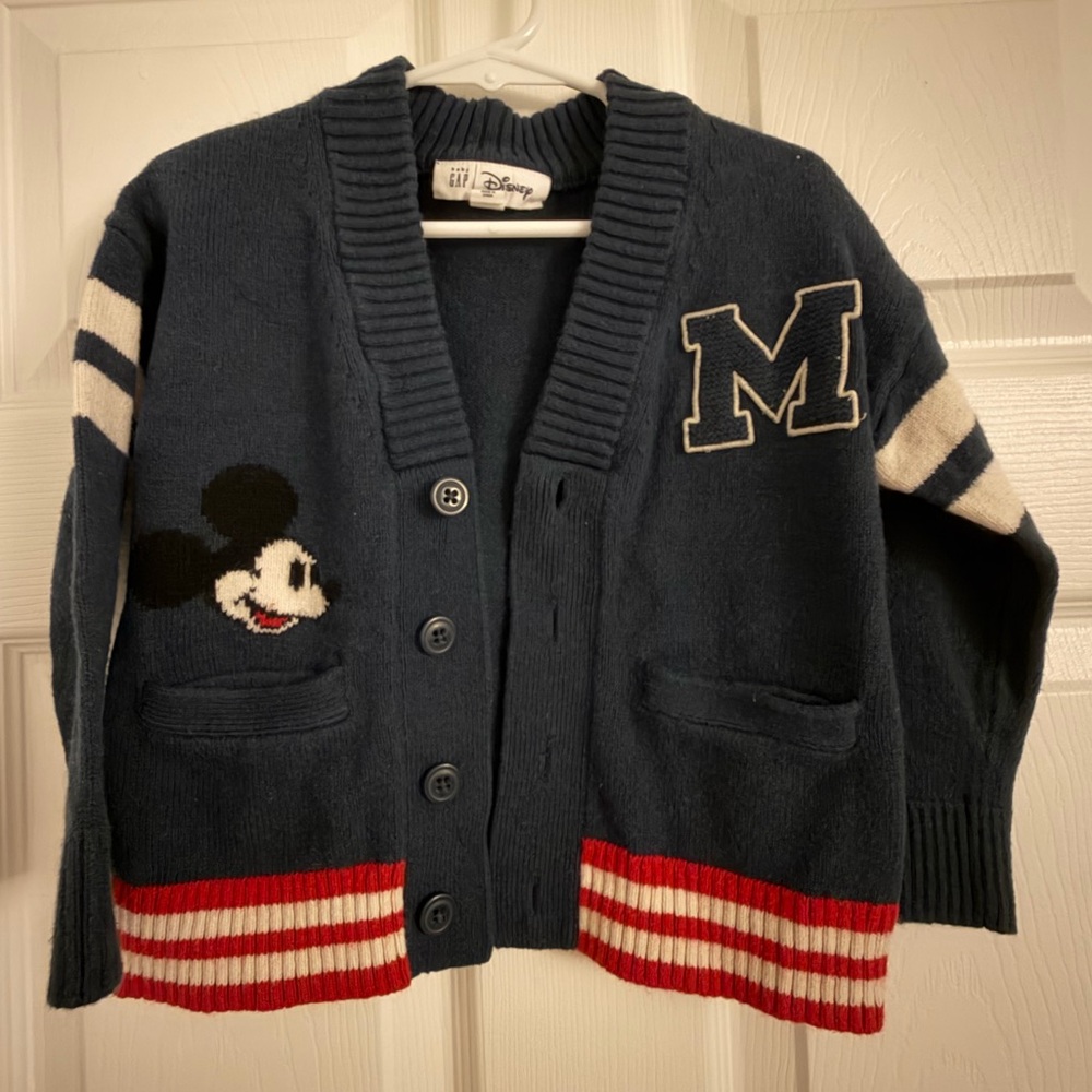 GAP Kids Disney Navy Cardigan with Mickey Mouse